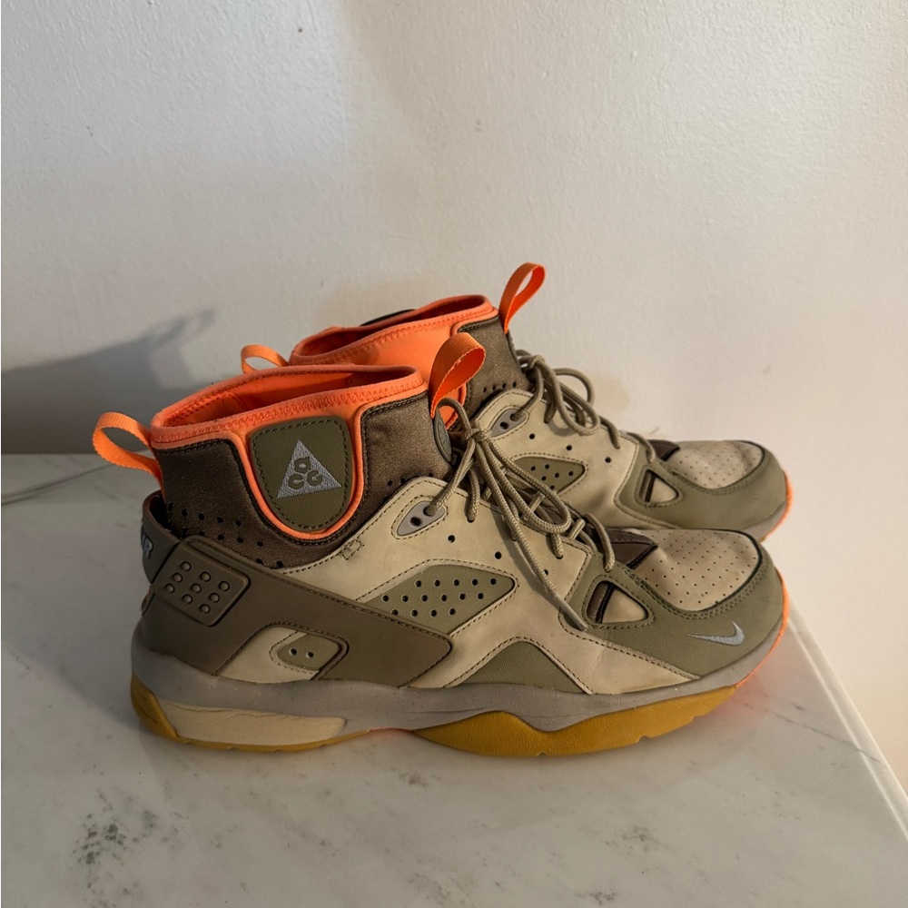 Nike ACG Khaki and Bright Orange Sneakers